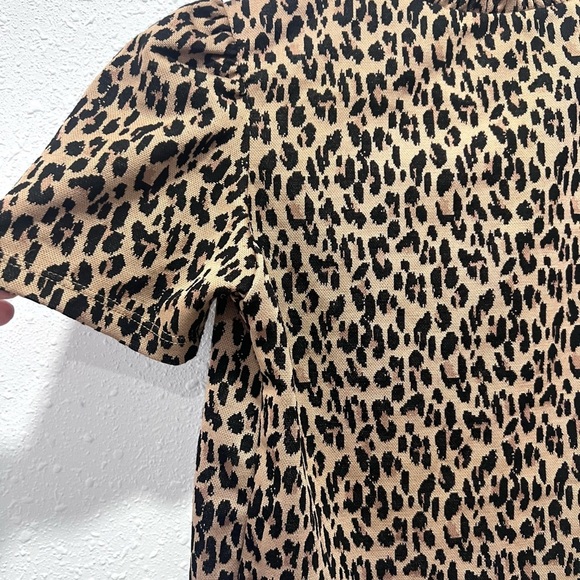Zara Animal Print Puff Sleeve Blouse small - Picture 3 of 5